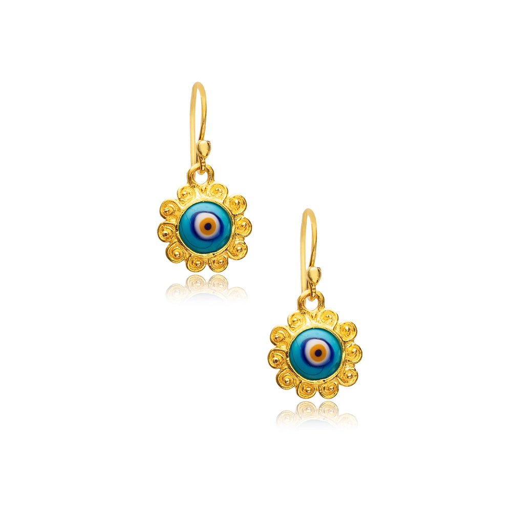 Vintage light evil eye hook earrings