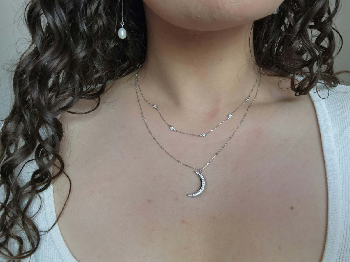 Layered chain with crescent moon- Kizli Collection