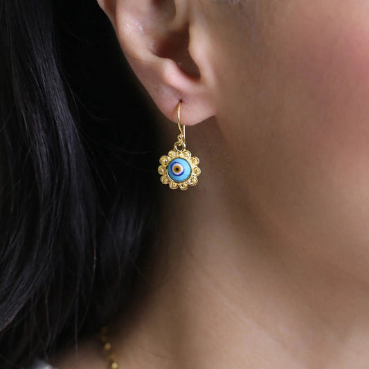 Vintage light evil eye hook earrings