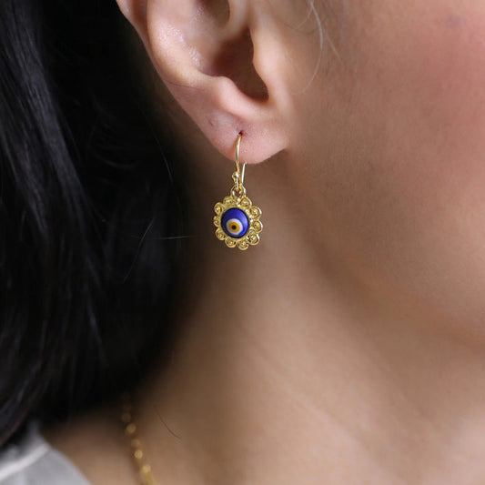Vintage dark evil eye hook earrings