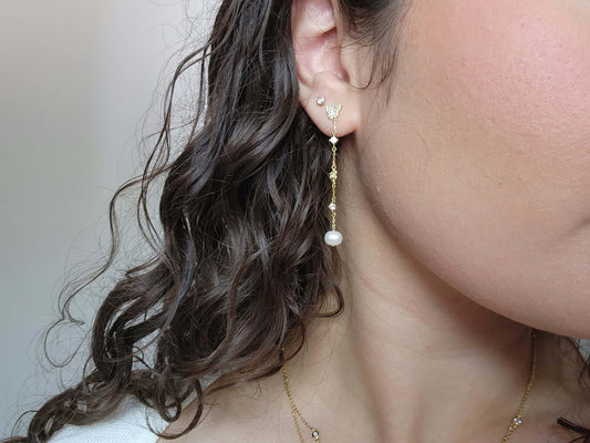 Butterfly Pearl Dangle Earrings- kizli collection