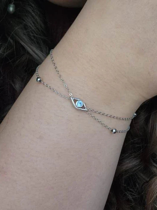 Evil eye double chain bracelet- kizli collection