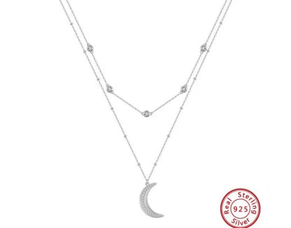 Layered chain with crescent moon- Kizli Collection
