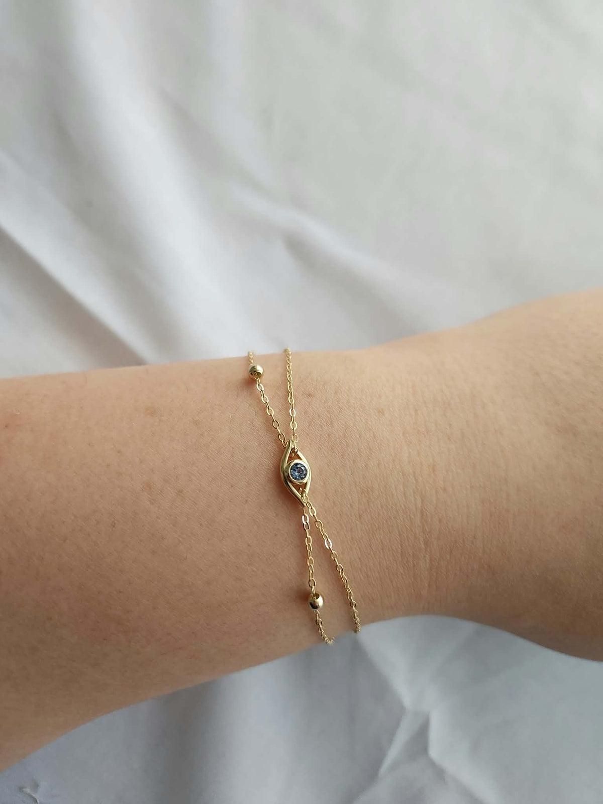 Evil eye double chain bracelet- kizli collection