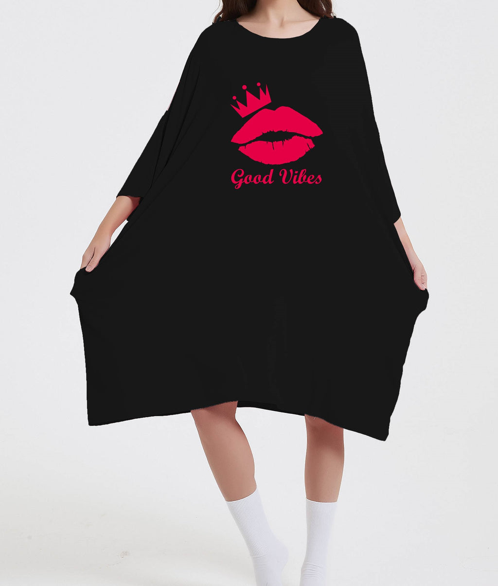 'NEW' Black Good Vibes Bed Tee