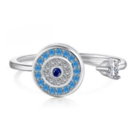Evil eye adjustable swivel ring- kizli collection